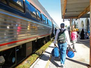 Arriving at the train station in Orlando.